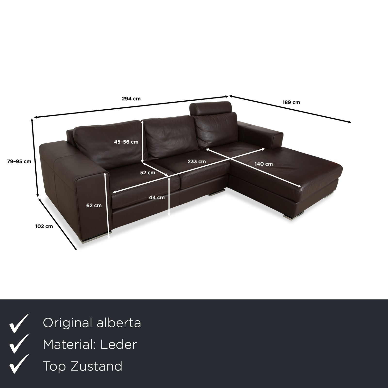 Canapé d'angle Alberta Manhattan en cuir marron avec appuie-tête photo furniture