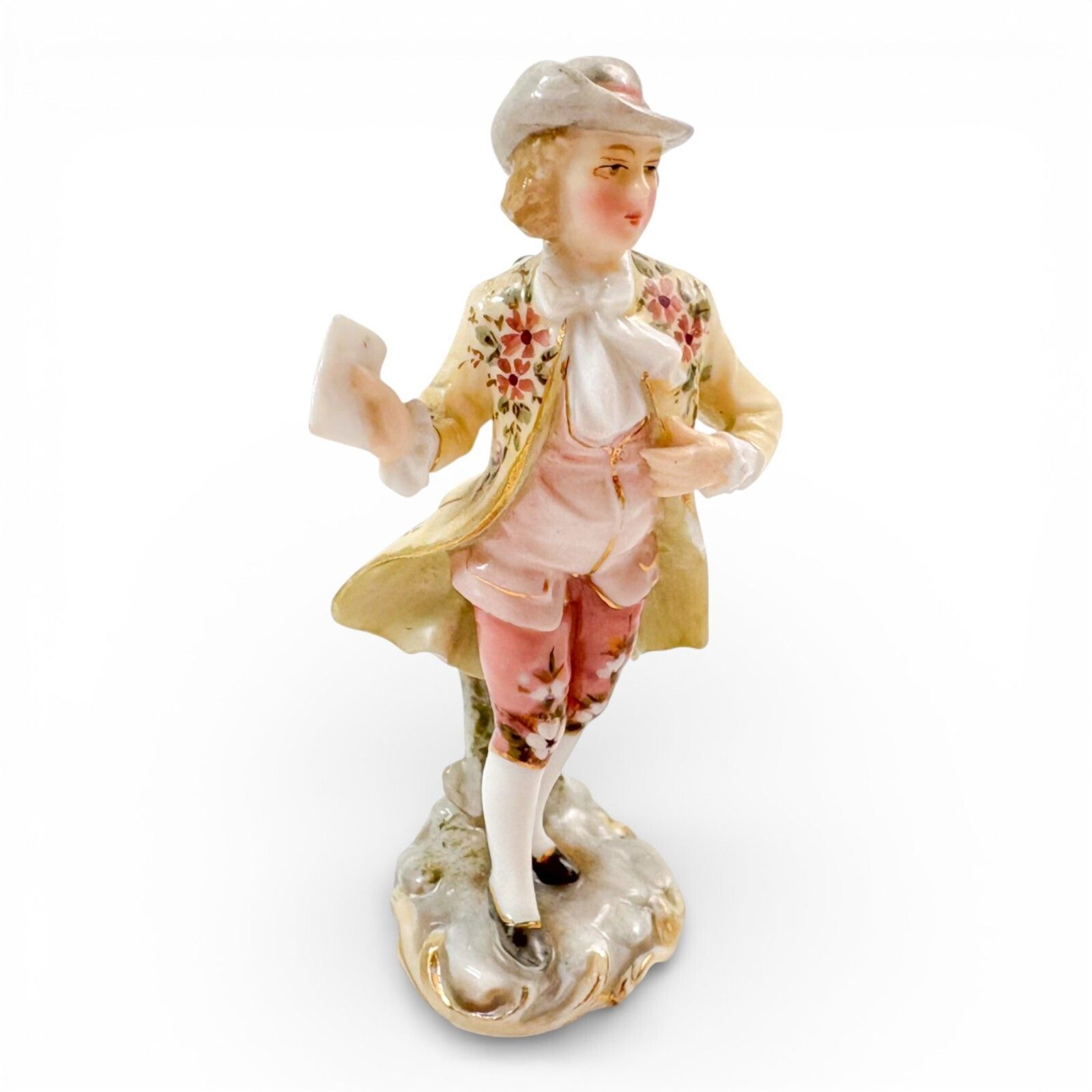 Antique German Porcelain Figurine Gentleman With Letter, Triebner Ens 1880s