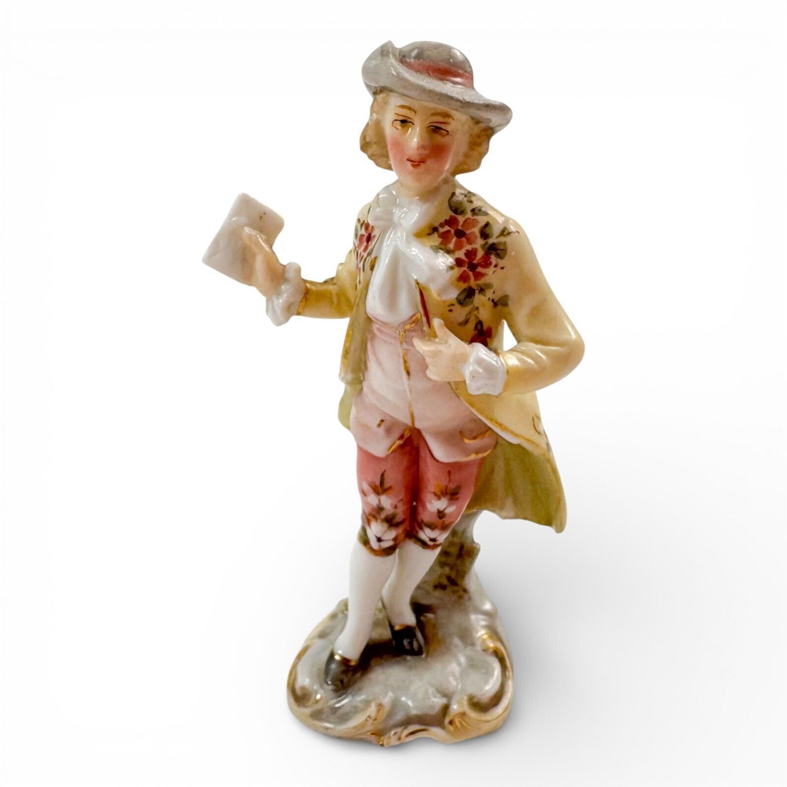 Antique German Porcelain Figurine Gentleman With Letter, Triebner Ens 1880s photo furniture