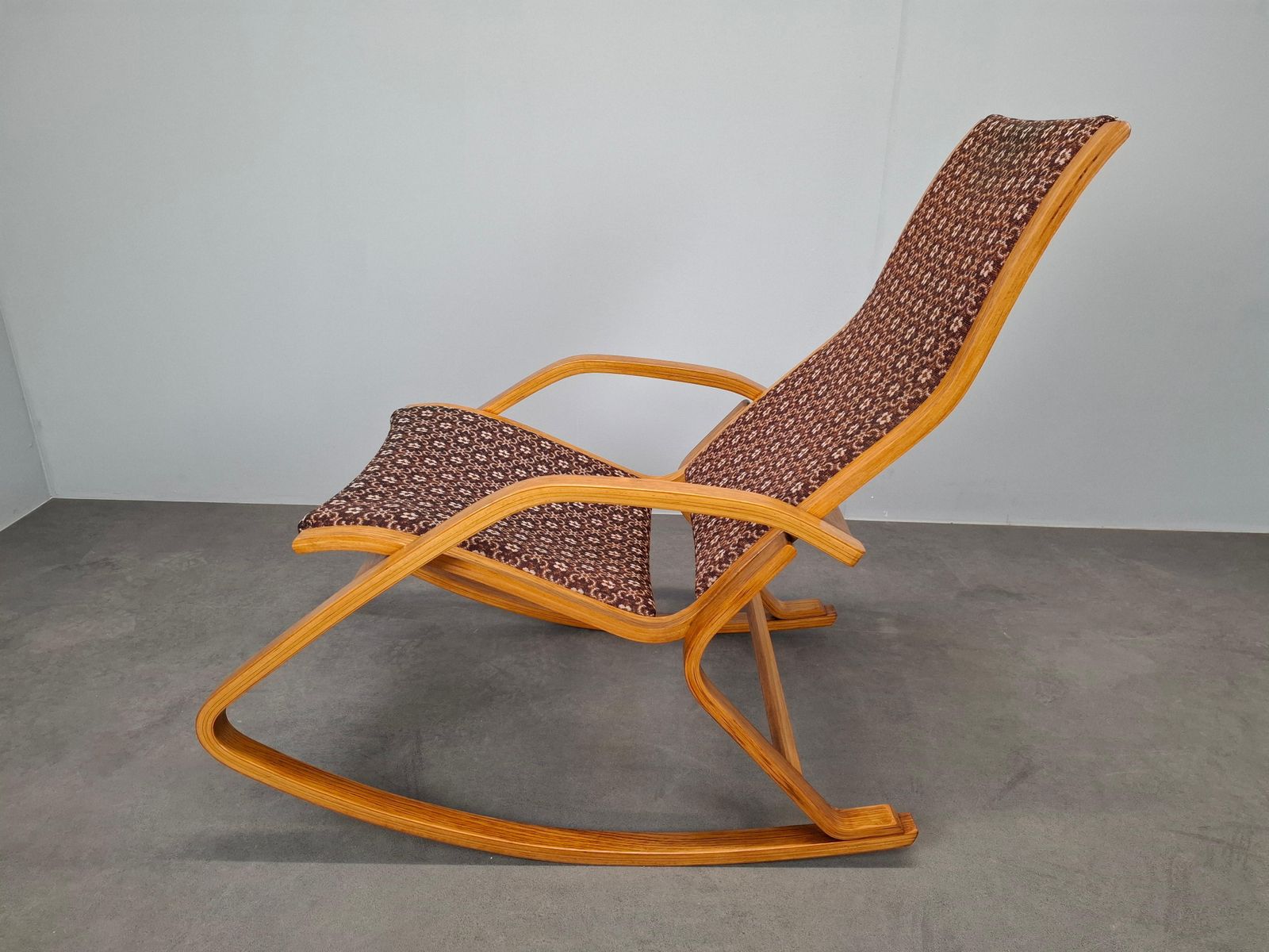 photo for sale 1930s Art Deco Czechoslovak Bentwood Rocking Chair With Original Upholstery