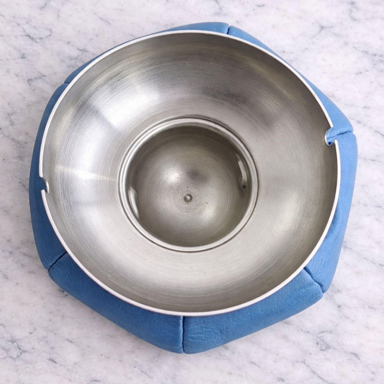 Padded Leather And Metal Ashtray By Poltrona Frau, Italy, 1970s photo 563.0