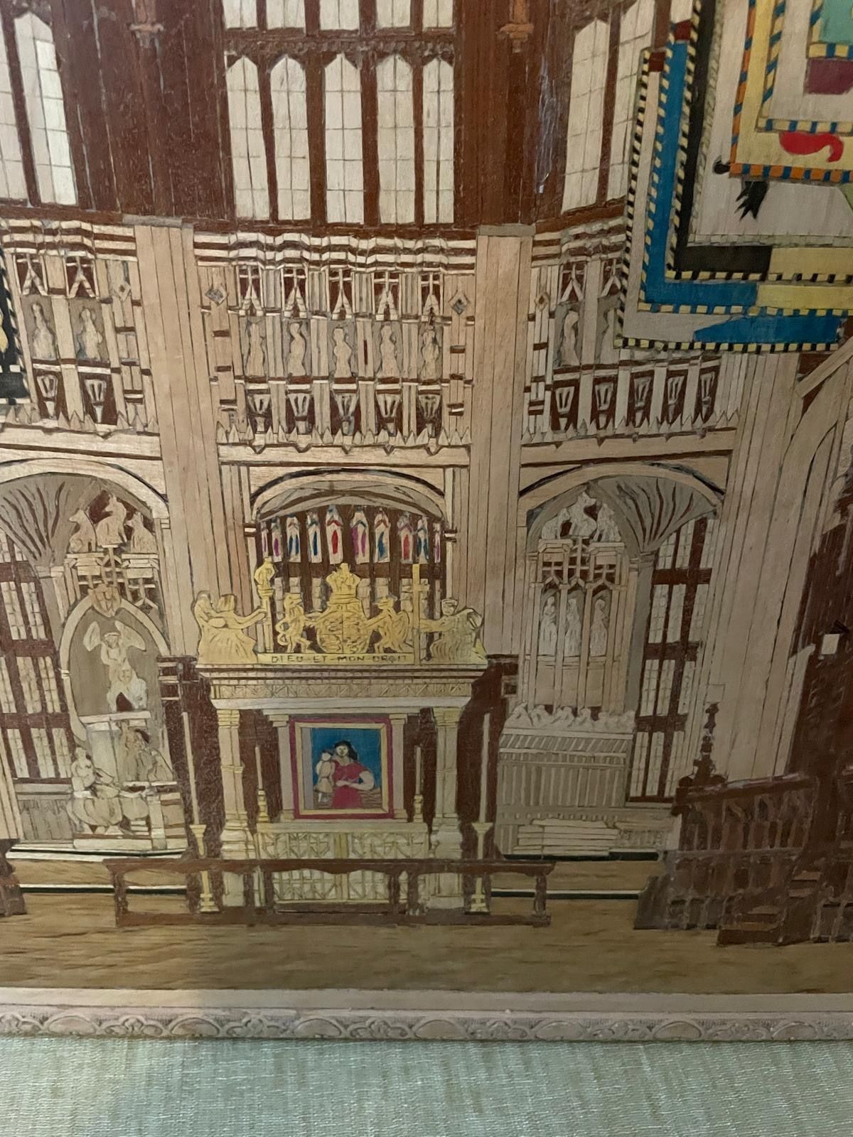 Exquisite Marquetry Depiction Of Westminster Abbey photo for sale