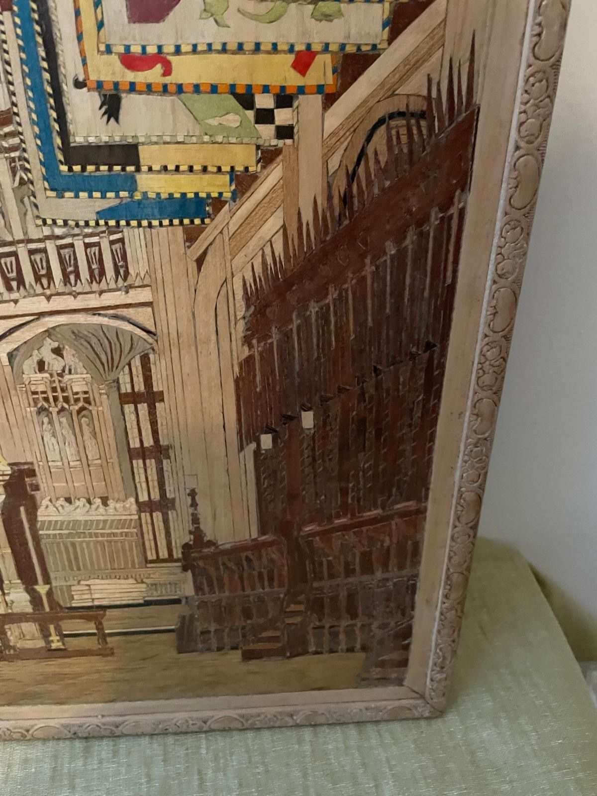 Art Exquisite Marquetry Depiction Of Westminster Abbey photo