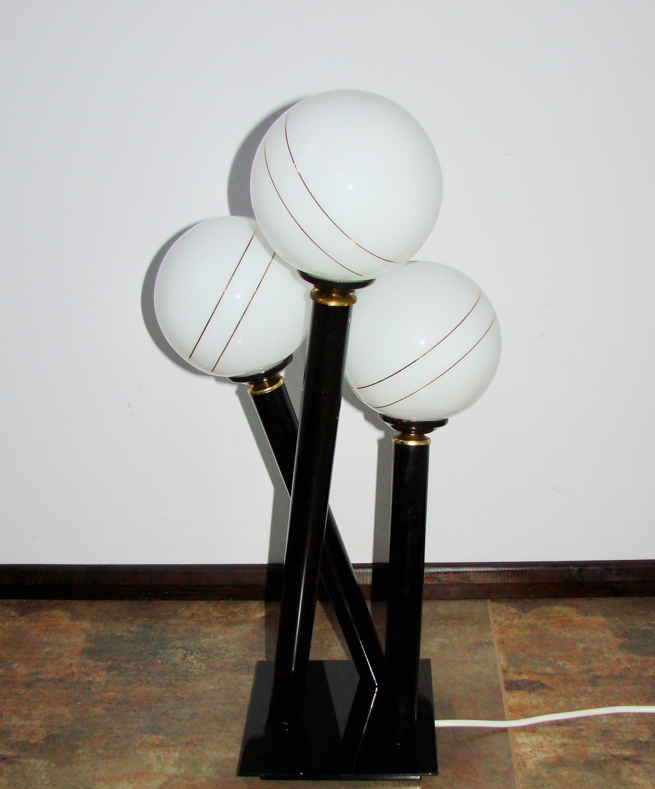 Modern Floor Lamp From The 1980s/1990s – Metal And Glass, 3 Spheres photo furniture