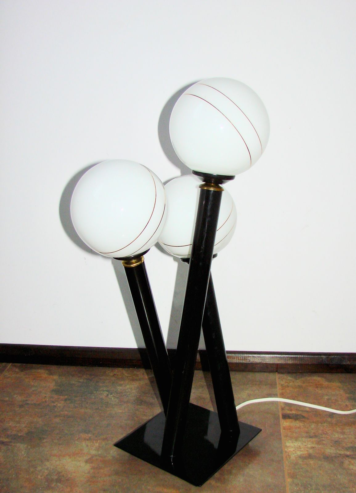 Modern Floor Lamp From The 1980s/1990s – Metal And Glass, 3 Spheres photo for sale