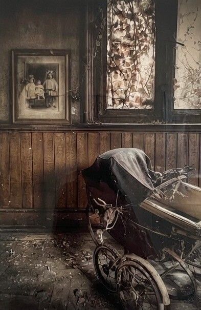 Large Framed Gina Soden Photographic Print – Abandoned Interior photo furniture