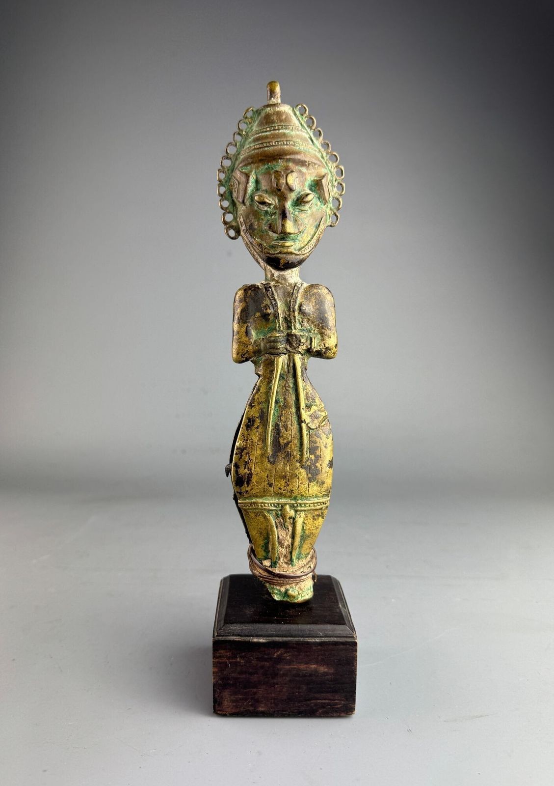 West African Yoruba Ogboni Edan Bronze Janus Figure, 19th Century