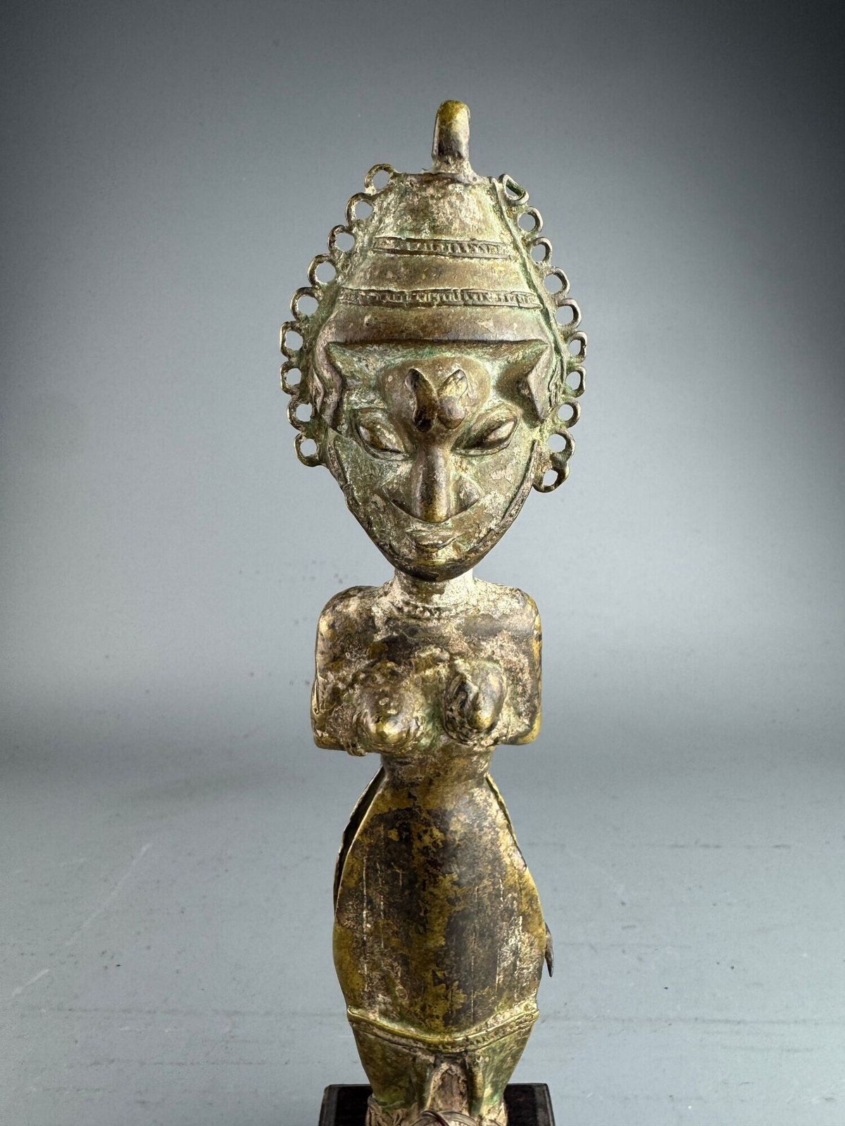 West African Yoruba Ogboni Edan Bronze Janus Figure, 19th Century photo for sale