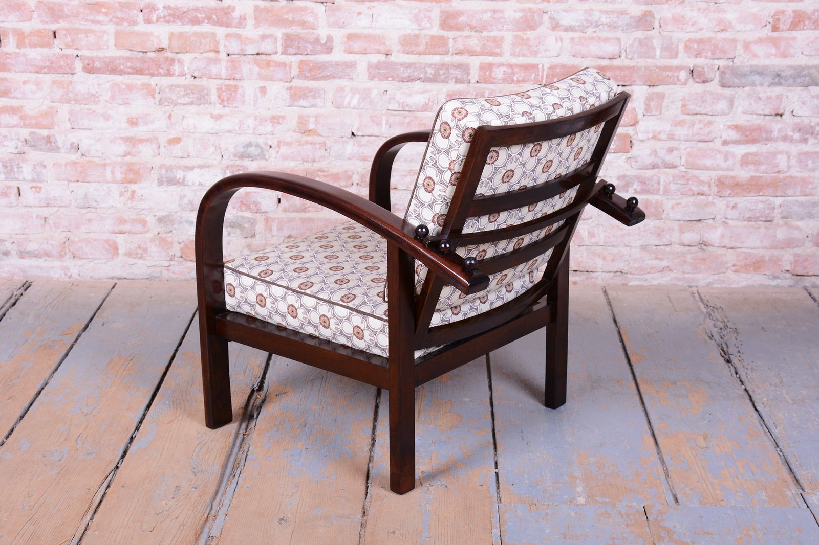 Restored Art Deco Adjustable Armchair, By Thonet, Beech, Polished, Czech, 1920s photo 1000.0