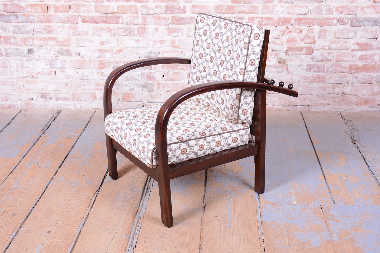 photo for sale Restored Art Deco Adjustable Armchair, By Thonet, Beech, Polished, Czech, 1920s