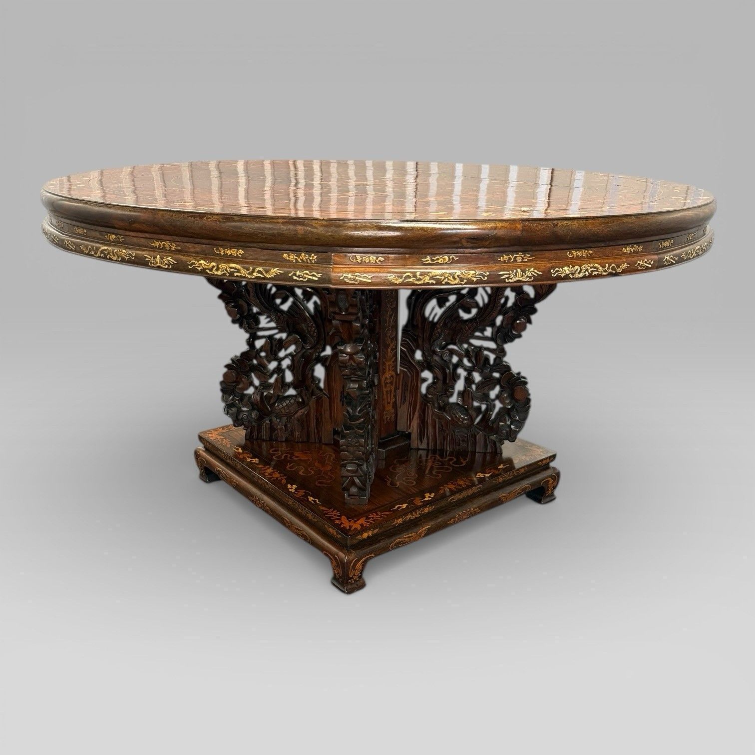 Antique Qing Chinese Export Rosewood Inlaid Centre Table By Edwards & Roberts photo Furniture