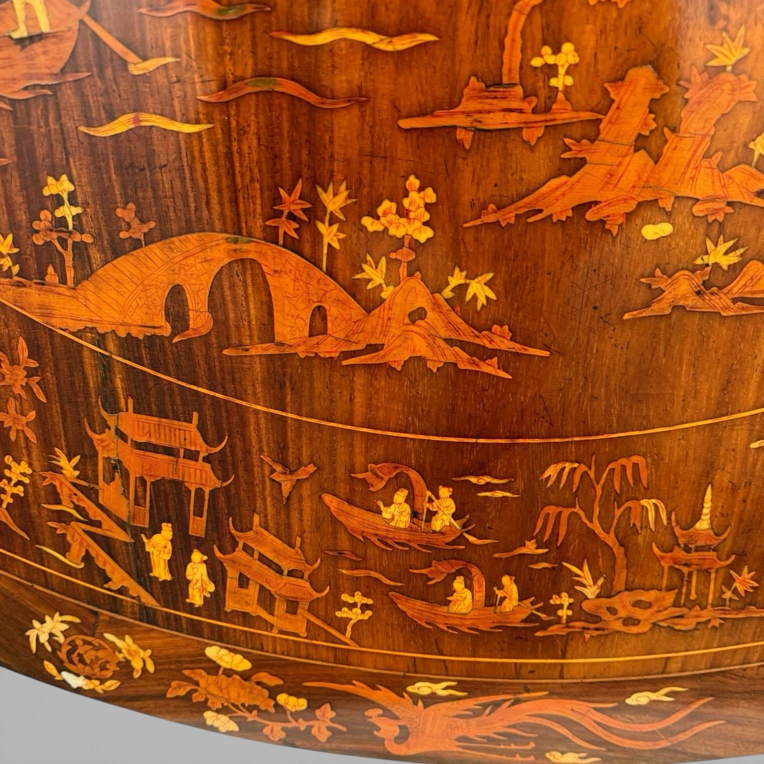 photo vintage Antique Qing Chinese Export Rosewood Inlaid Centre Table By Edwards & Roberts