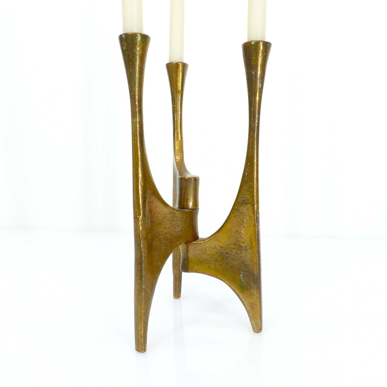 Brutalist Tripod Chandelier In Bronze, Michael Harjes, Germany, Circa 1960 photo for sale