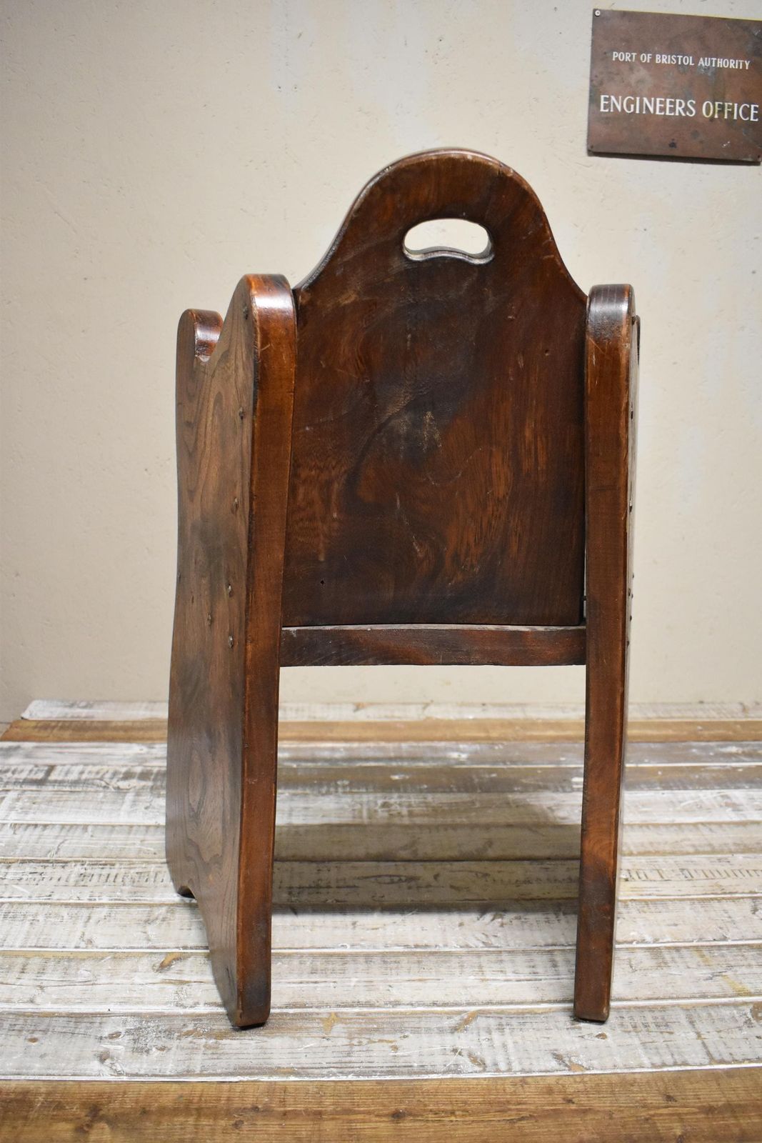 photo vinterior Antique Arts & Crafts Elm Hall Chair   Pew