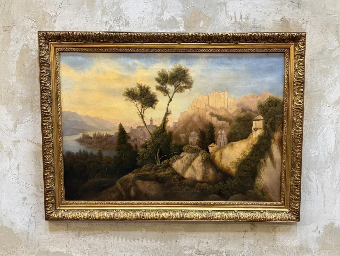 19th Century Italian Oil On Canvas Landscape