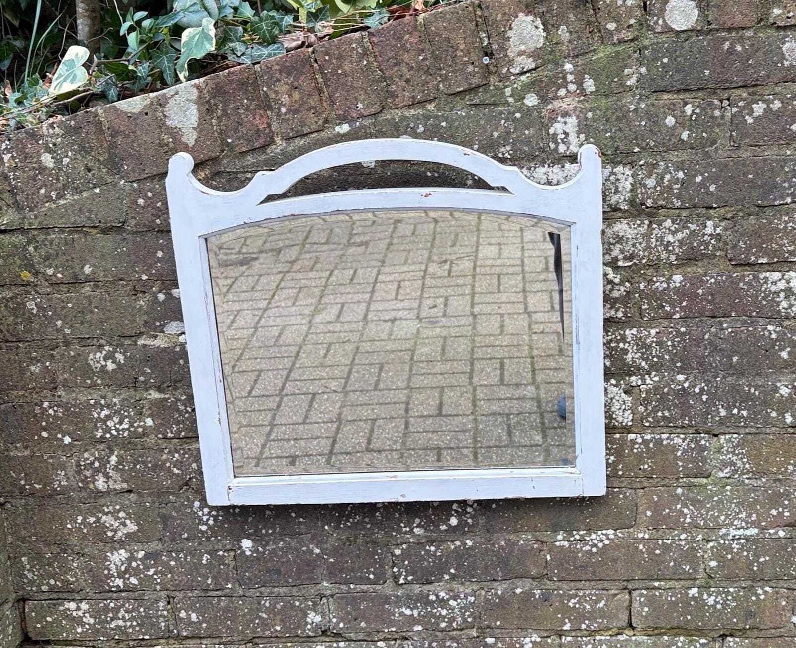 Antique Early 20th Century Wooden Wall Mirror, Distressed Painted Mirror, C.1920s–1930s