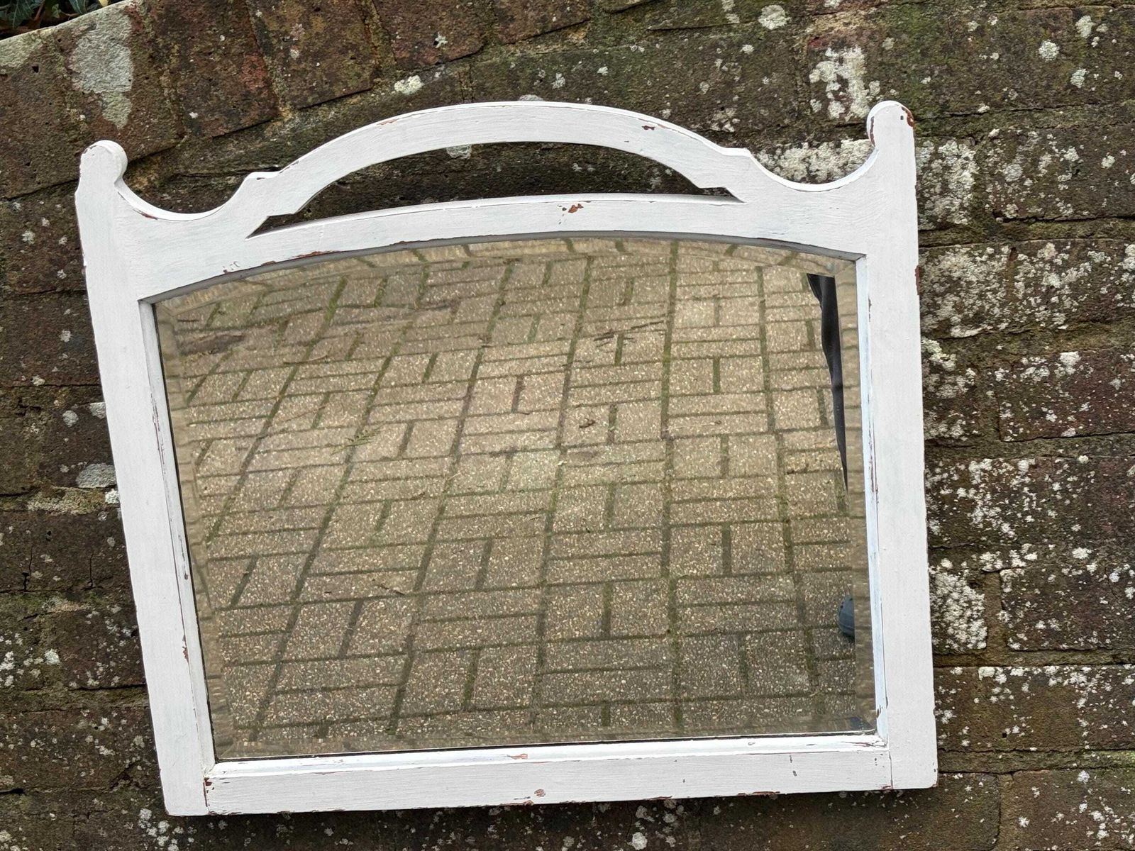 Antique Early 20th Century Wooden Wall Mirror, Distressed Painted Mirror, C.1920s–1930s photo furniture