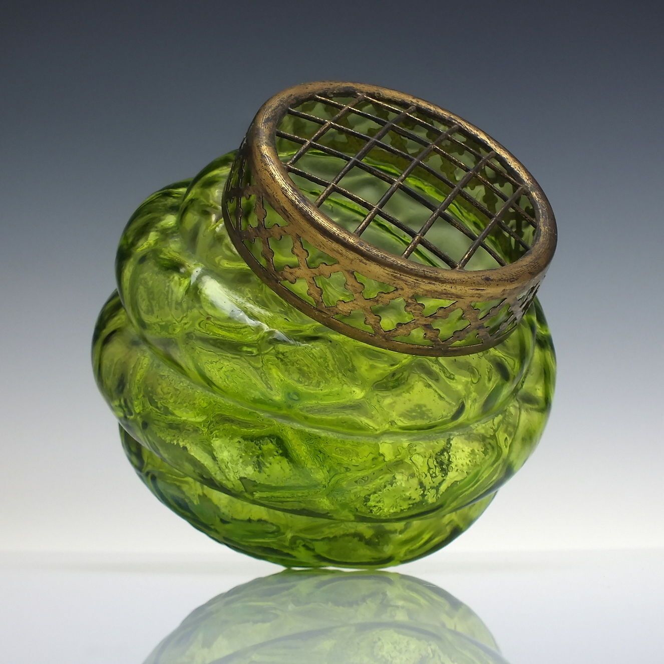 Loetz Iridescent Art Nouveau Green Glass Vase C1910 photo furniture