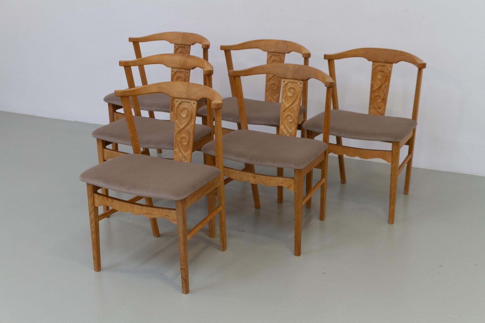 Danish Brutalist Oak Dining Chairs By Henning Kjærnulf, 1960s. Set Of 6. photo furniture