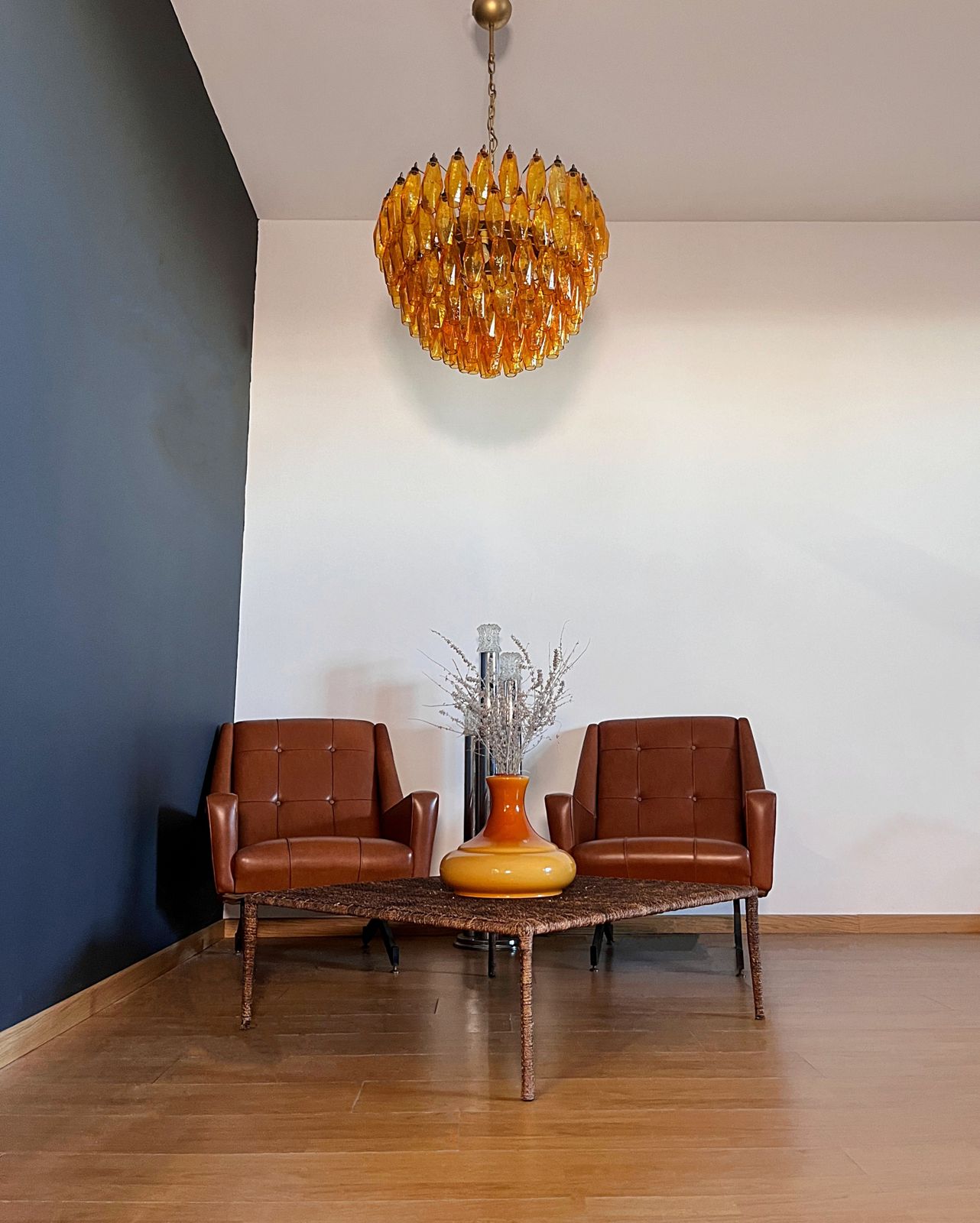 Amazing Murano Glass Chandelier – 111  Amber Poliedri photo for sale