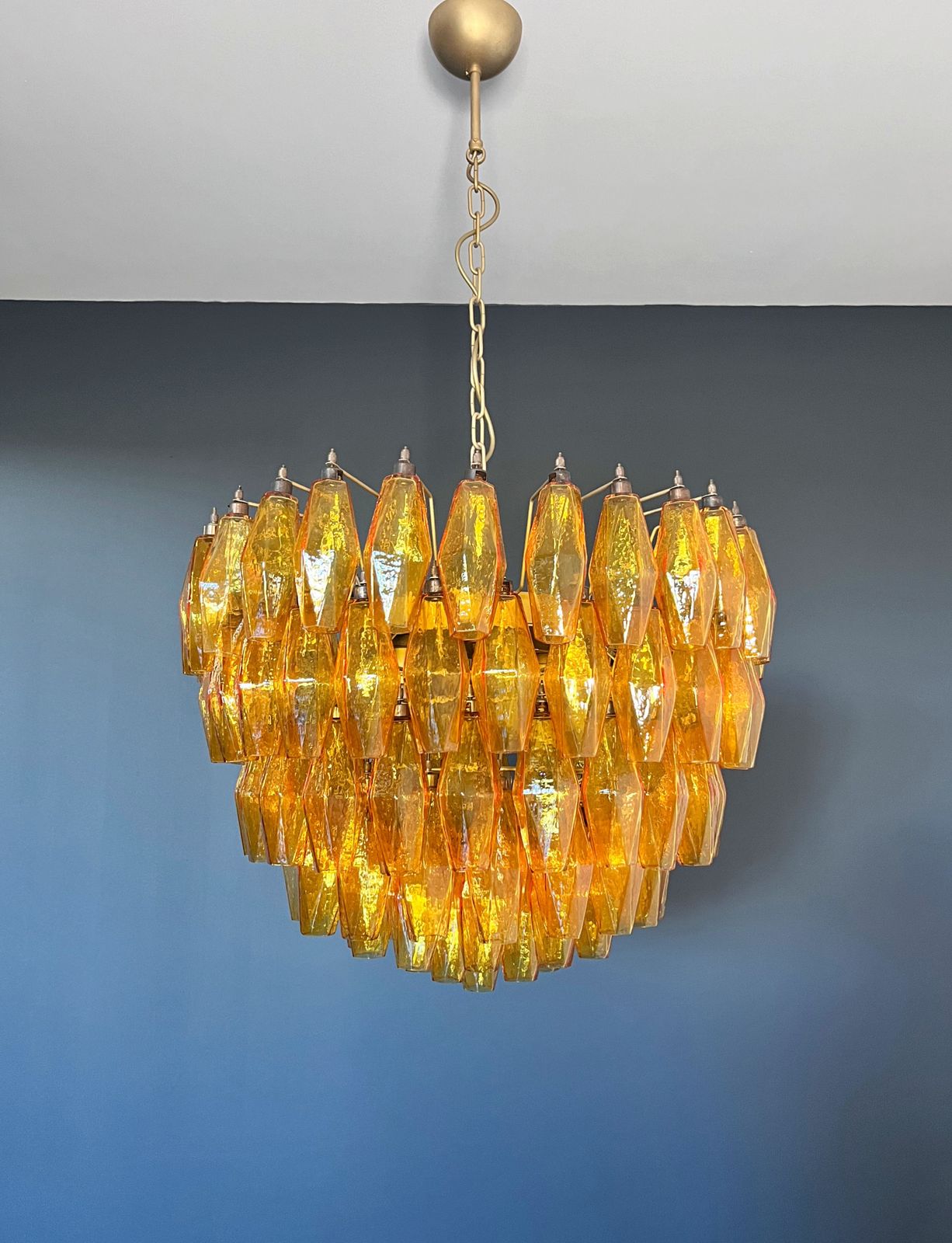 Amazing Murano Glass Chandelier – 111  Amber Poliedri photo 2415.0