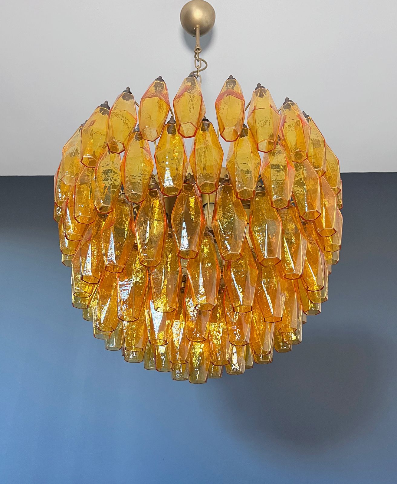 Amazing Murano Glass Chandelier – 111  Amber Poliedri photo buy