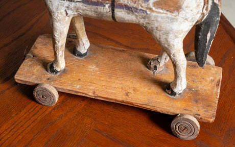 Antique Wooden Toy Horse On Wheels, Early 20th Century photo for sale