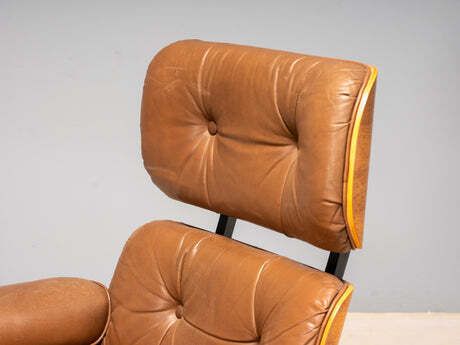 Mid Century Lounge Chair With Ottoman, Leather & Plywood, 1960s photo 5460.0