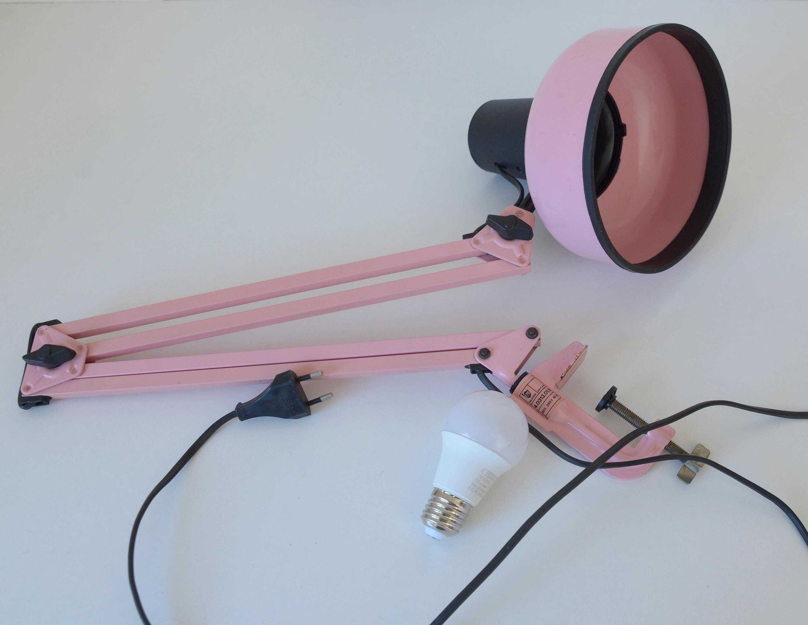 photo furniture Vintage Architect Desk Lamp / Mid Century Modern / Pop Art / Rare Pink Table Light From 80's