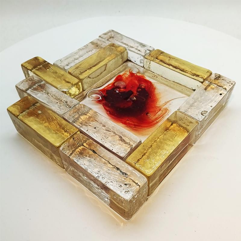 1950s Rare Big Ashtray / Sculpture In Hand Blown Artistic Murano Glass Attributed To Toni Zuccheri. photo vintage