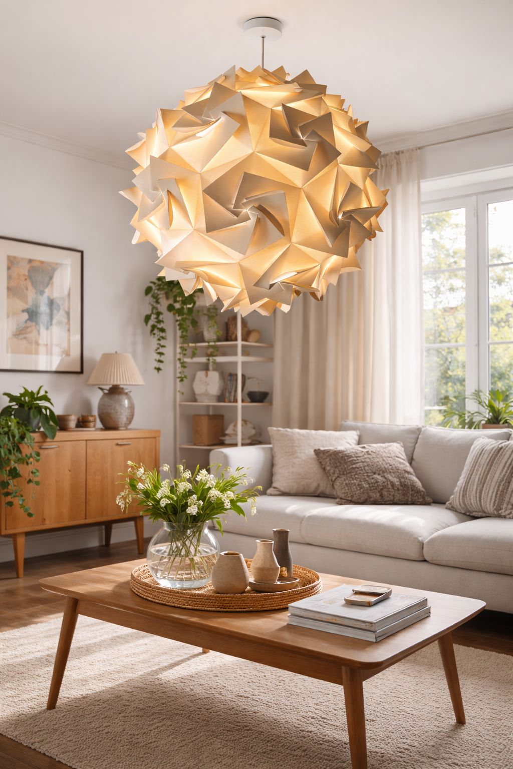 Habitat “Aperture” Large Sculptural Paper Pendant By Claire Norcross (1970s–80s)