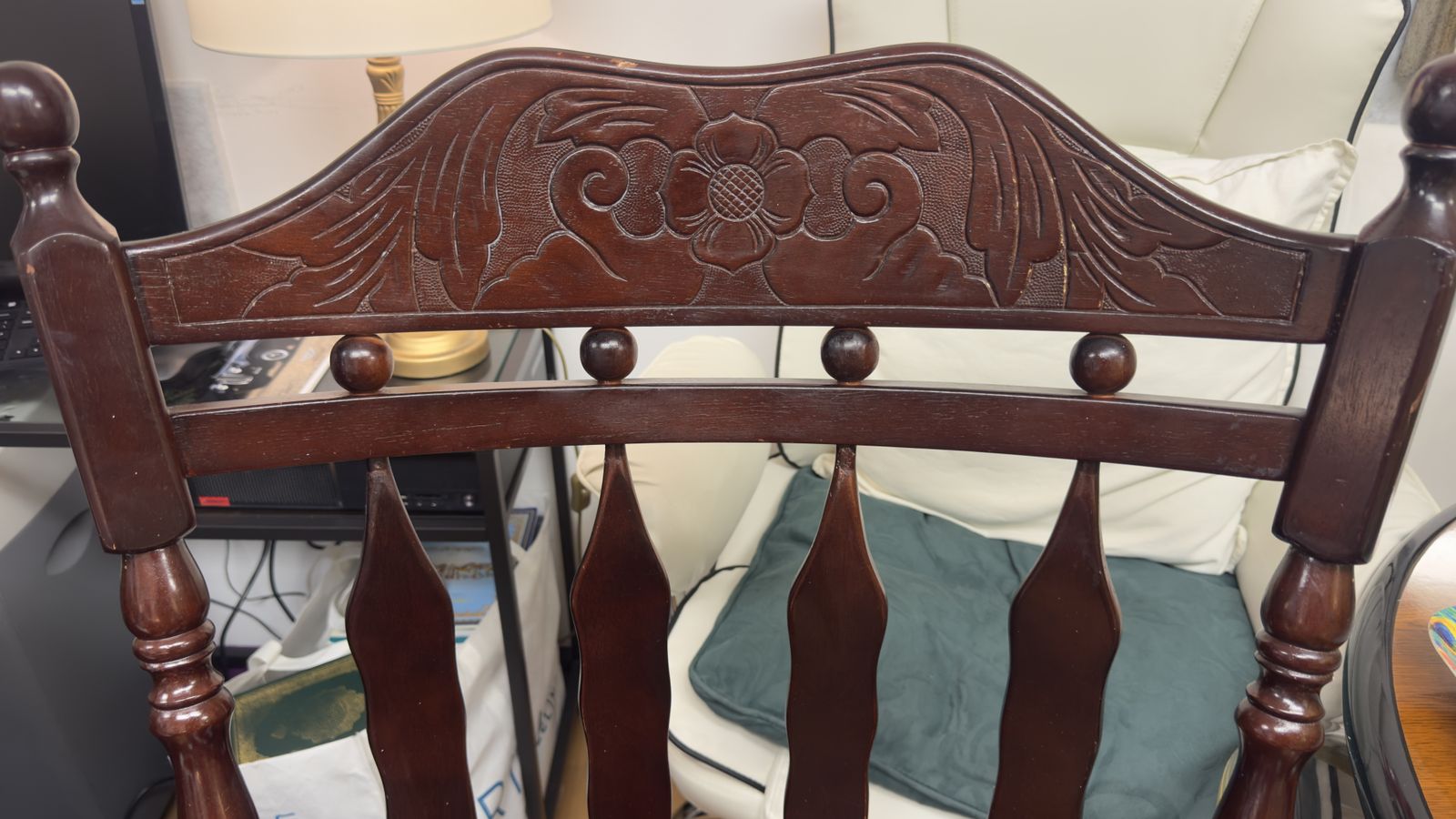 Traditional Dark Walnut Finish Wooden Rocking Chair photo furniture