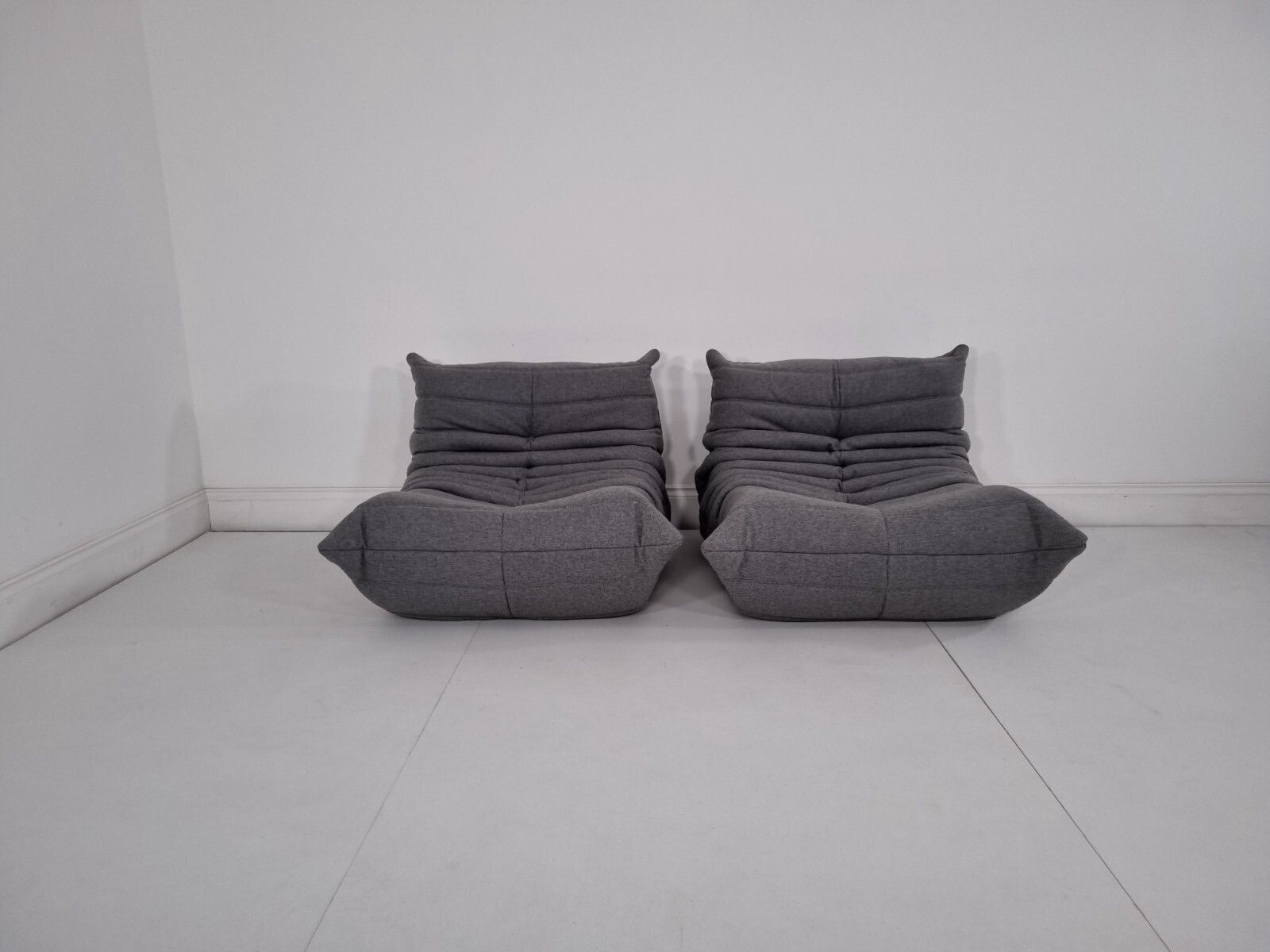 Ligne Roset Pair Of Togo Chairs In Grey Wool Immaculate photo furniture