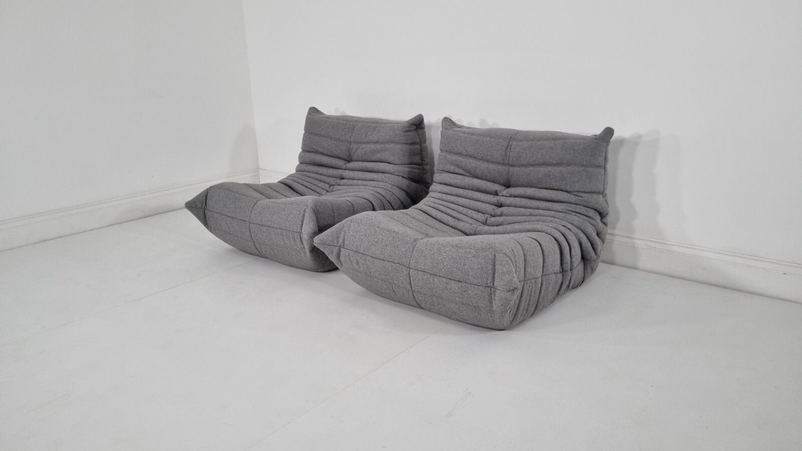 Ligne Roset Pair Of Togo Chairs In Grey Wool Immaculate photo 3780.0