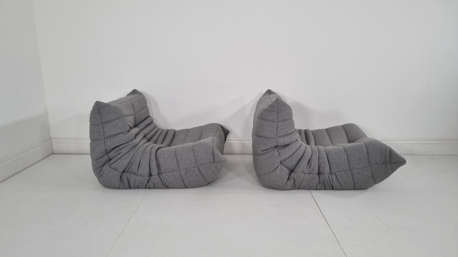 photo furniture Ligne Roset Pair Of Togo Chairs In Grey Wool Immaculate