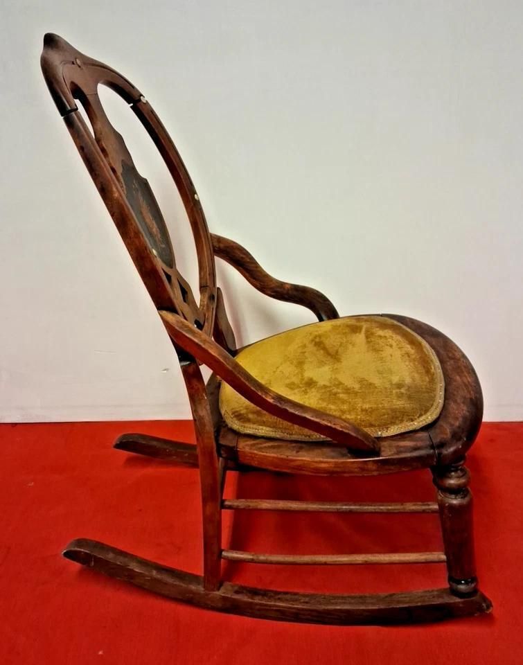 Antique Low Ladies Childs Nursing Sewing Bedroom Rocking Chair Gorgeous Patina photo for sale