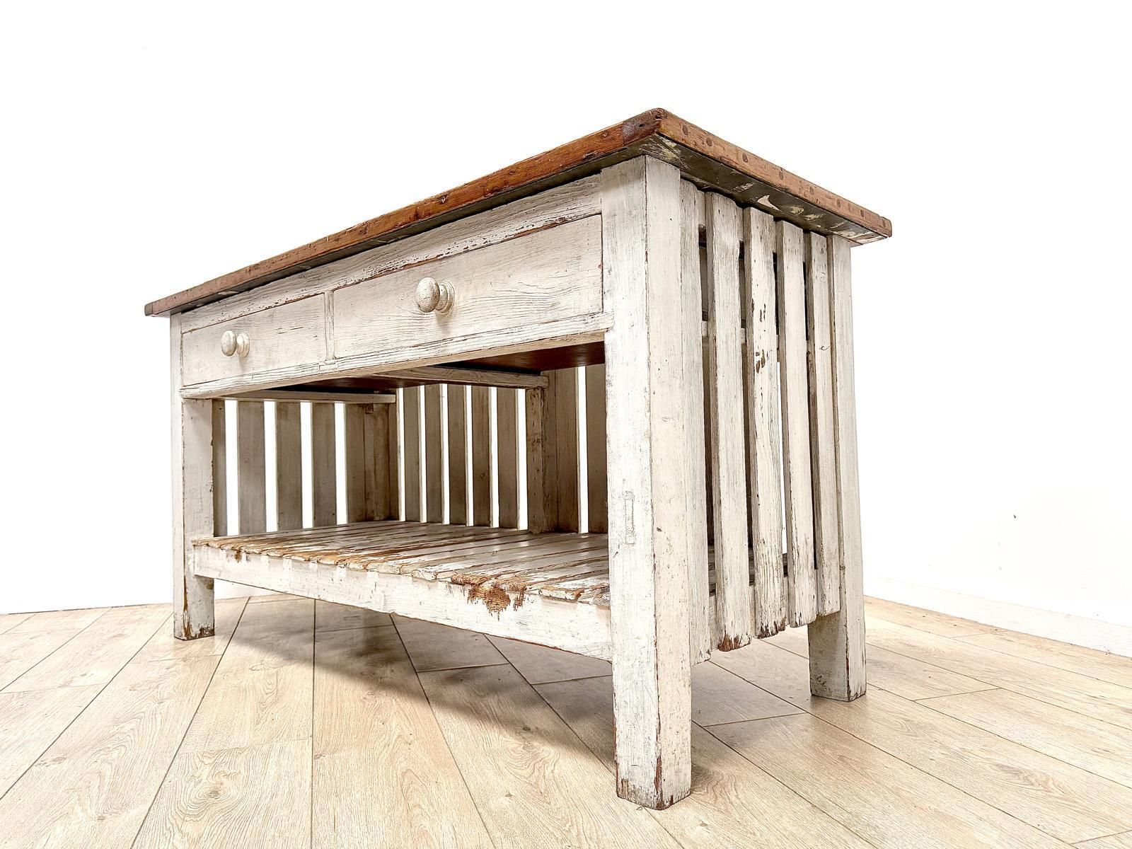 photo vintage French Country House Vintage Pine Bakers Island Table Delivery Available 0035.