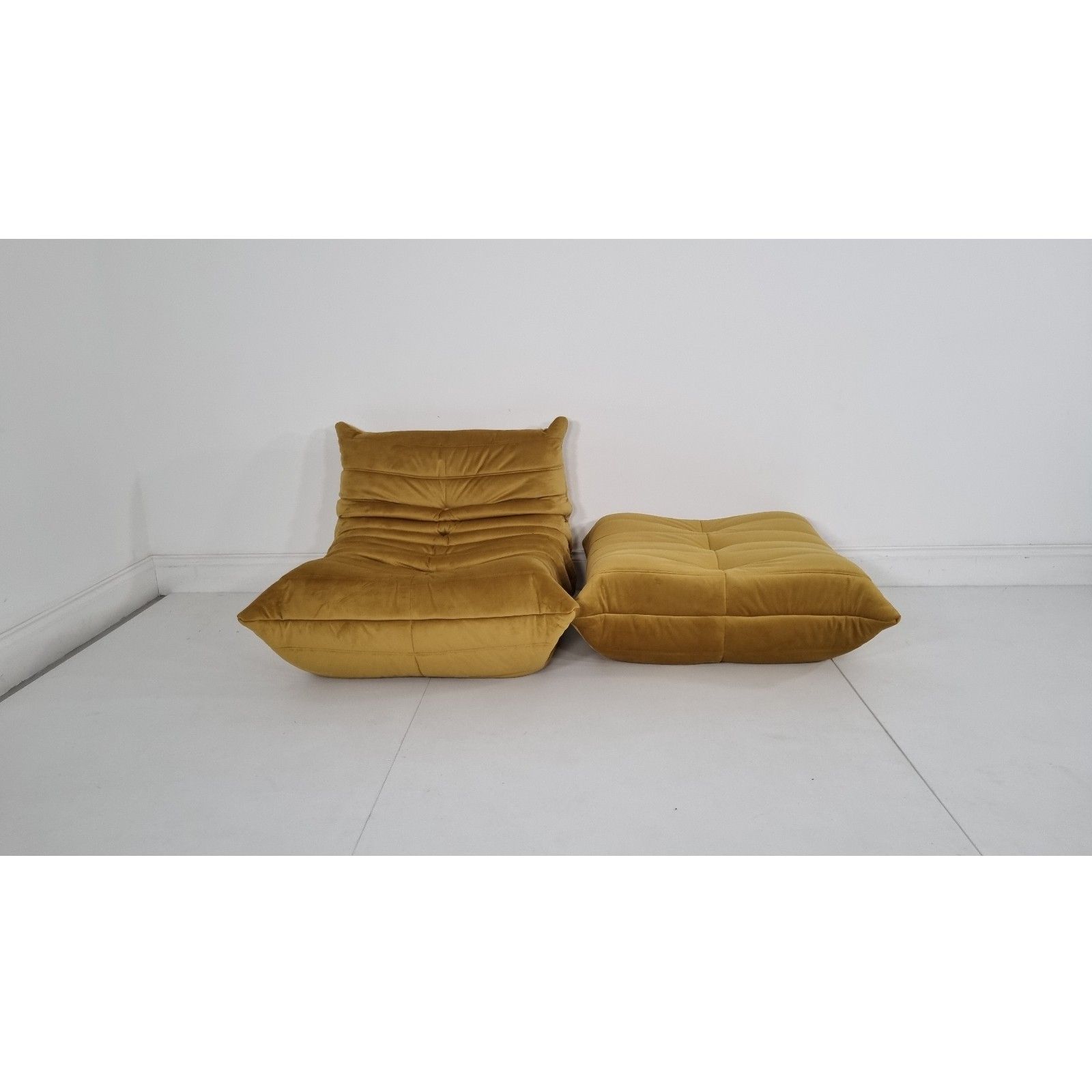 Ligne Roset Togo Chair And Footstool In Bronze Gold Velvet Immaculate