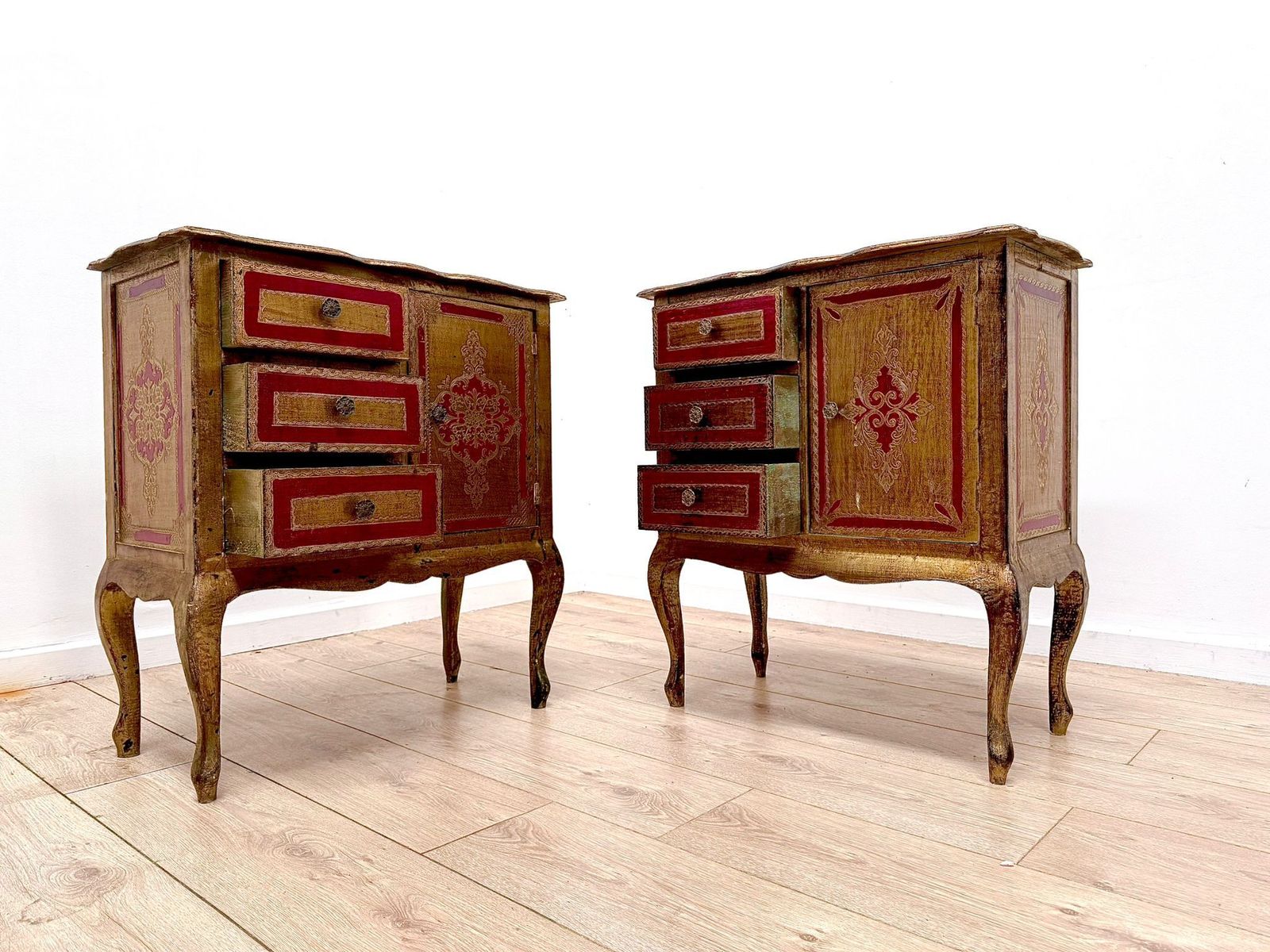 Superb Near Pair Italian Florentine Cabinets  Early 20th Century Delivery Available 0207.