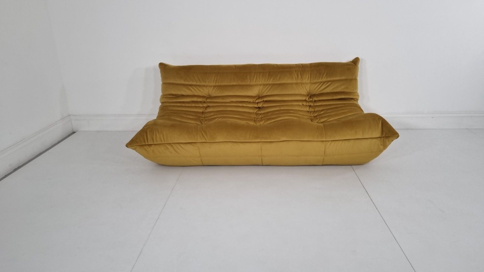 Ligne Roset Togo 3 Seater In Bronze Gold Velvet Immaculate Condition photo for sale