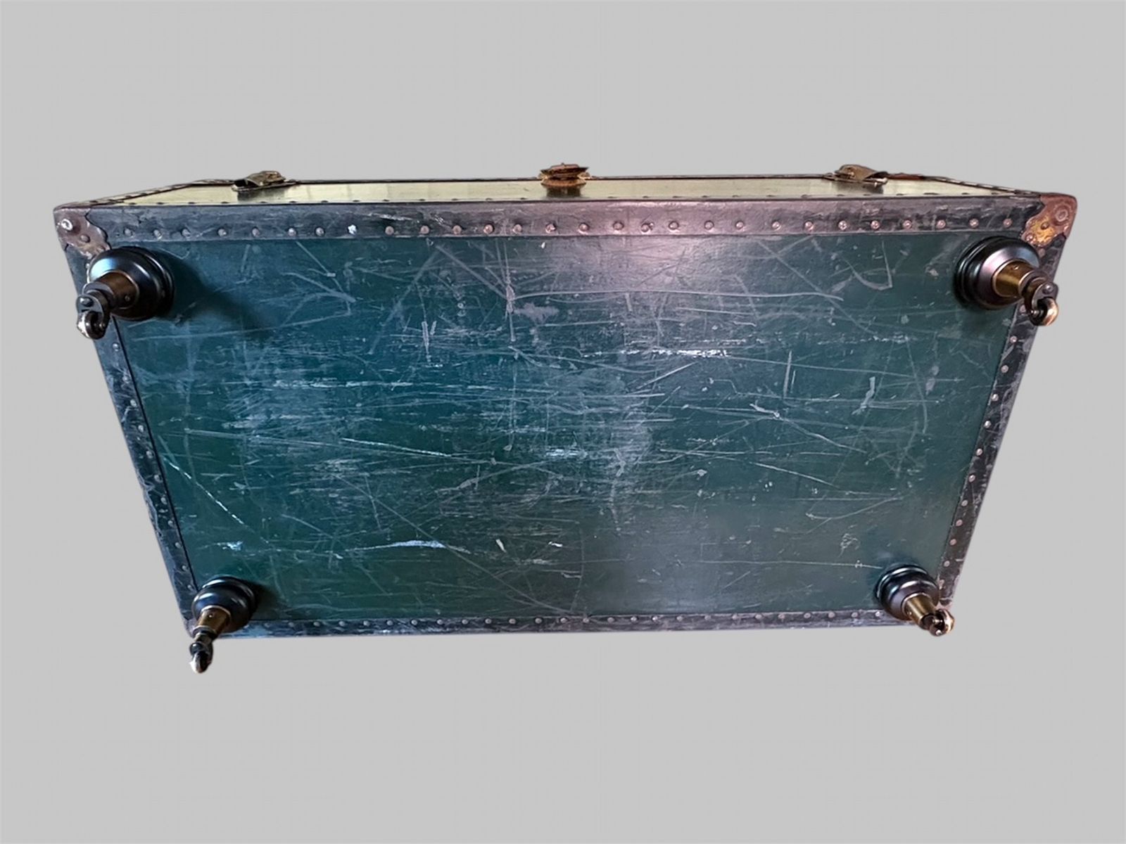 Blue Steamer Trunk On Castors England, Early 20th Century photo buy