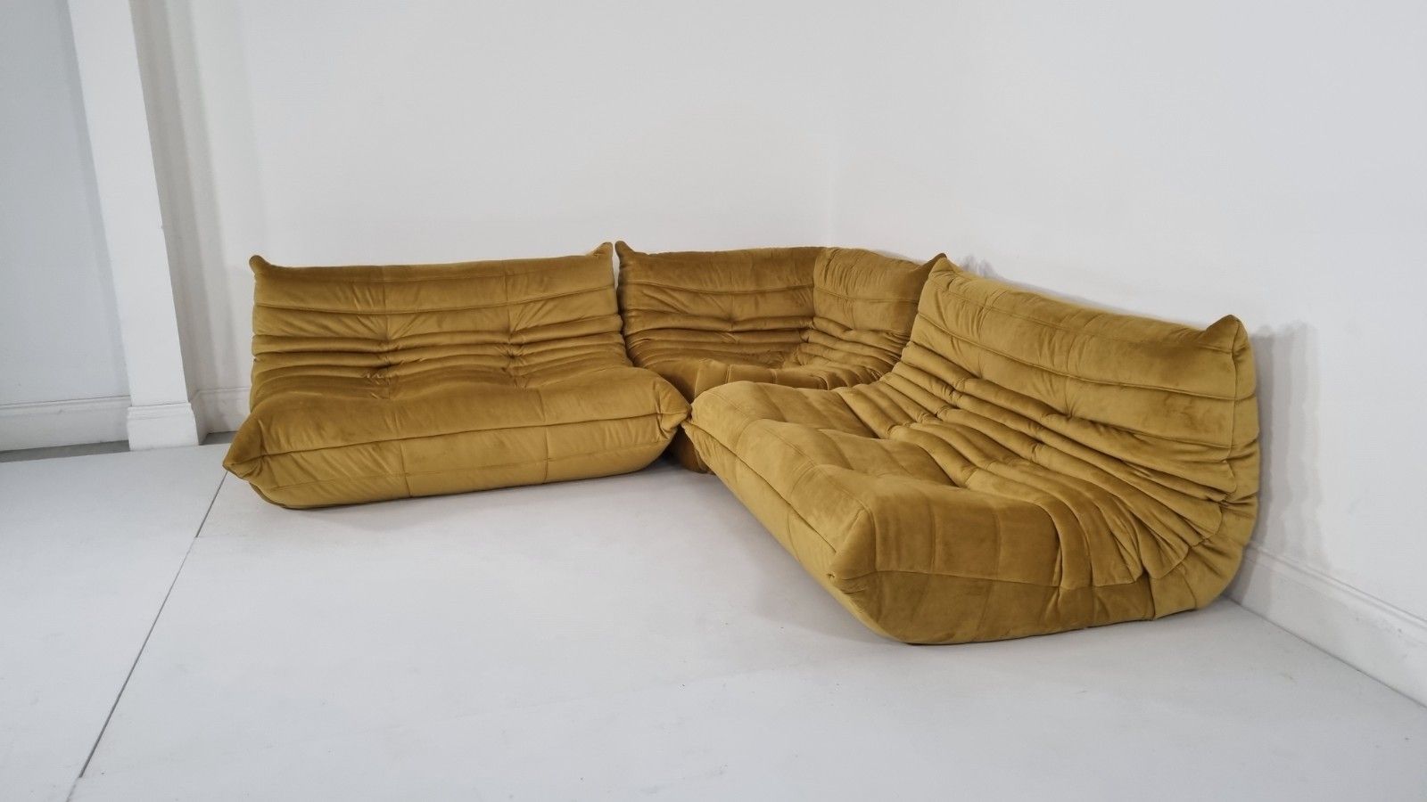 Ligne Roset Togo 2 X 2 Seater And Corner In Bronze Gold Velvet photo 6900.0