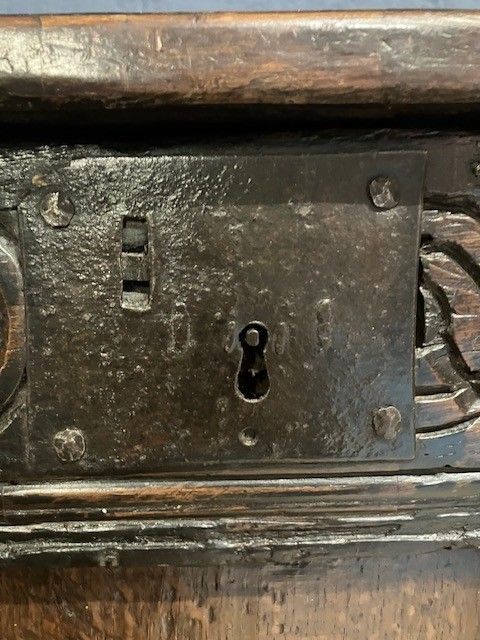 Furniture Antique Coffer Oak 17th Century  Blanket Chest Charles I / II Gothic Style Trunk photo
