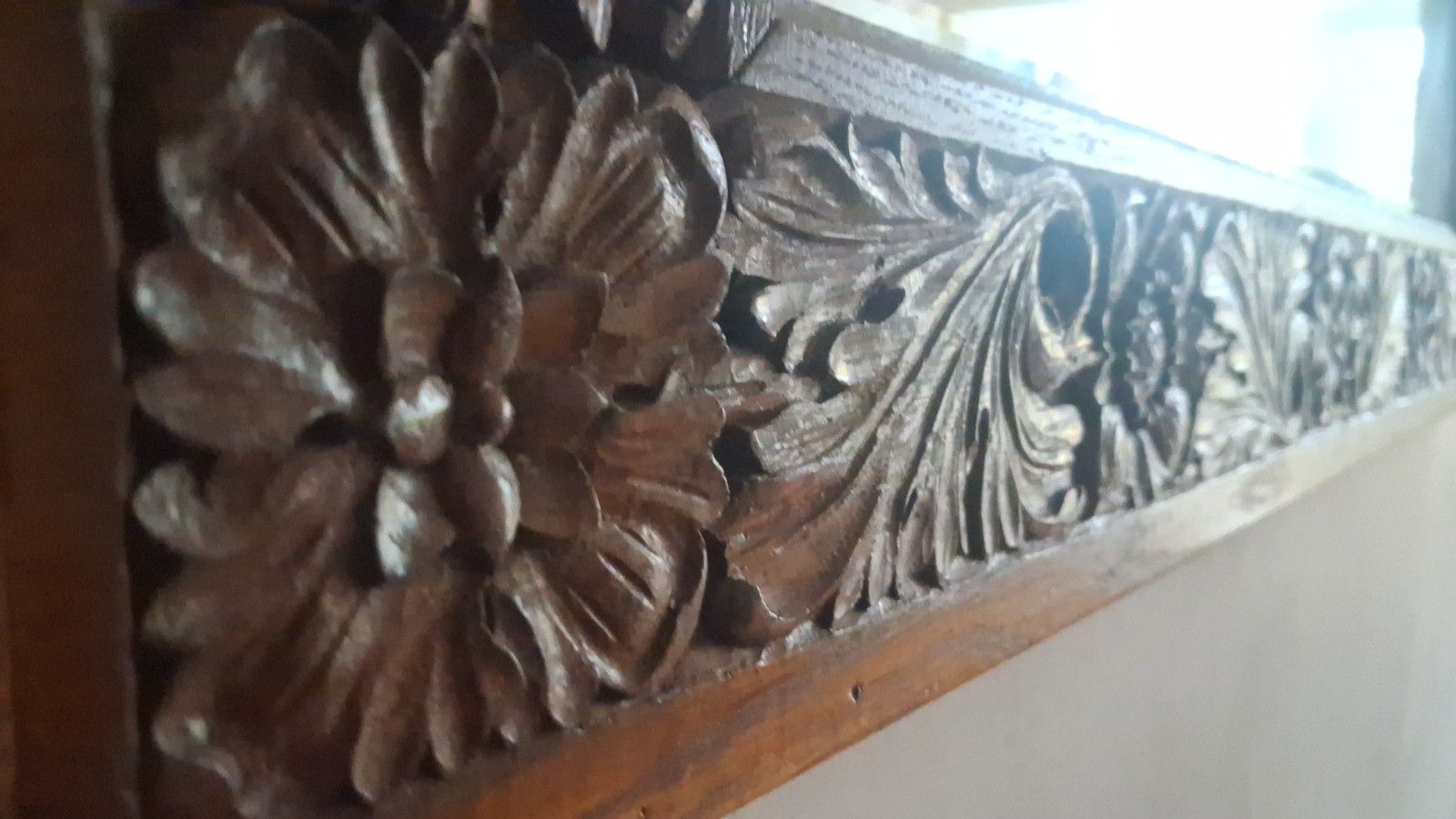 French 19th Century Baroque ,Carved Oak Bevelled Edge Mirror photo for sale