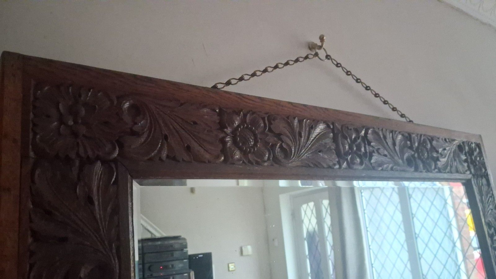 photo furniture French 19th Century Baroque ,Carved Oak Bevelled Edge Mirror