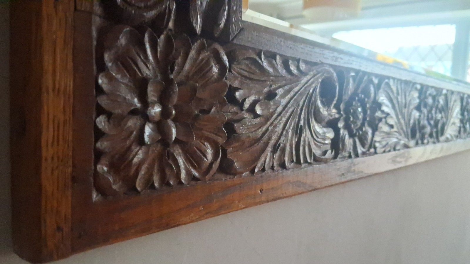 photo for sale French 19th Century Baroque ,Carved Oak Bevelled Edge Mirror