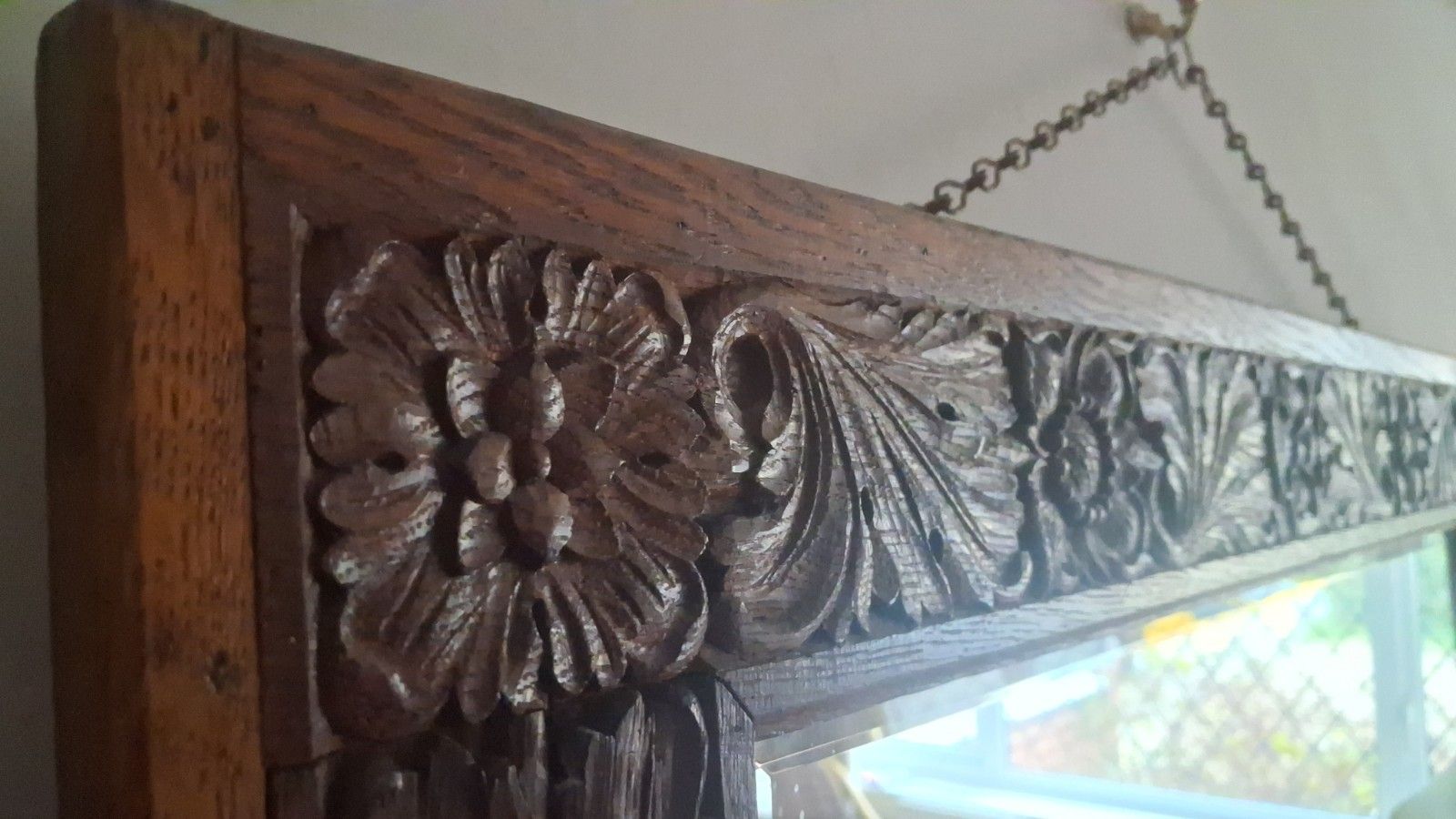 Home Decor French 19th Century Baroque ,Carved Oak Bevelled Edge Mirror photo