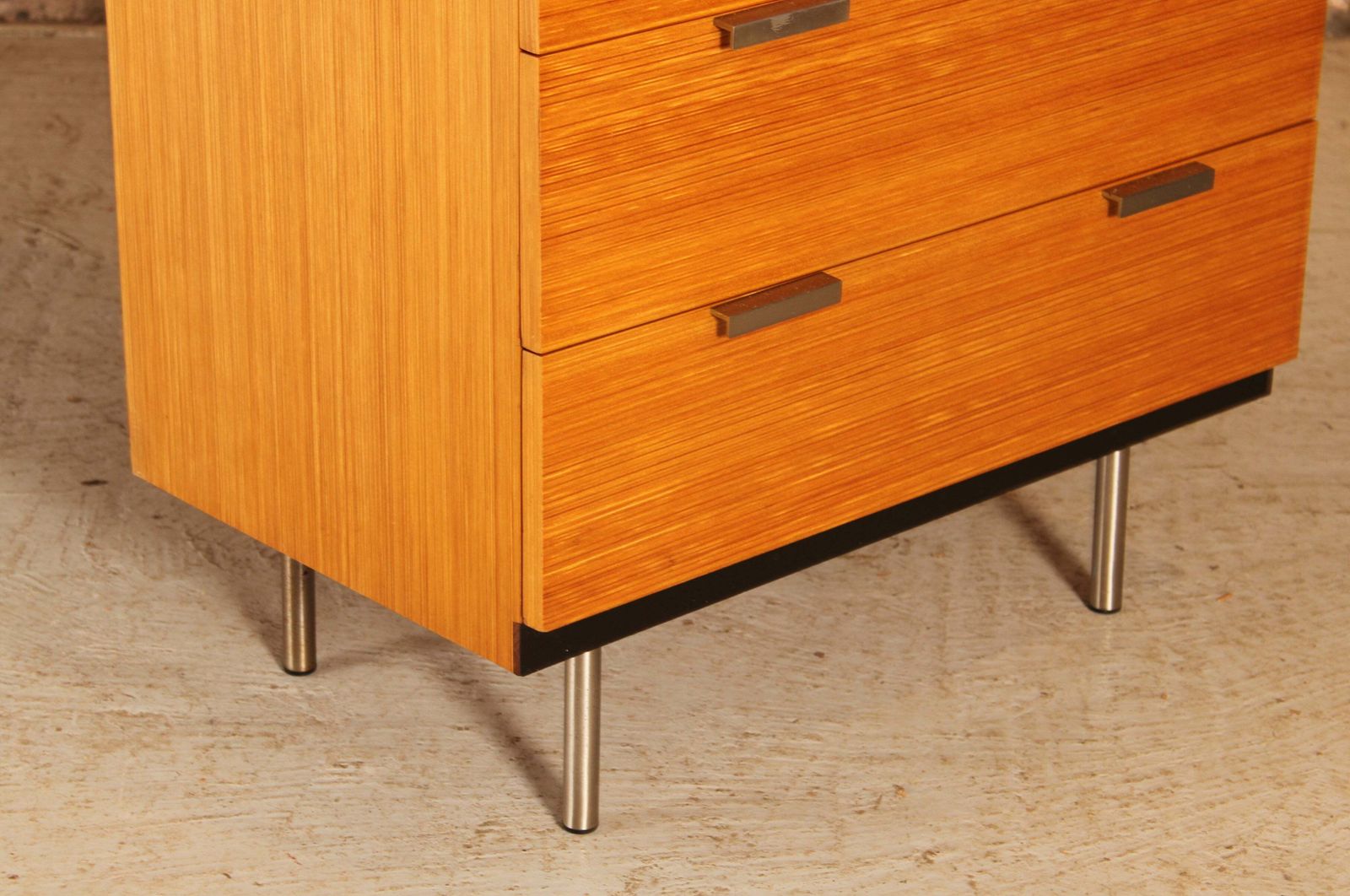 Mid Century Oak Chest Of Drawers With Chrome Legs By John And Sylvia Reid For Stag, Circa 1960s photo 495.0