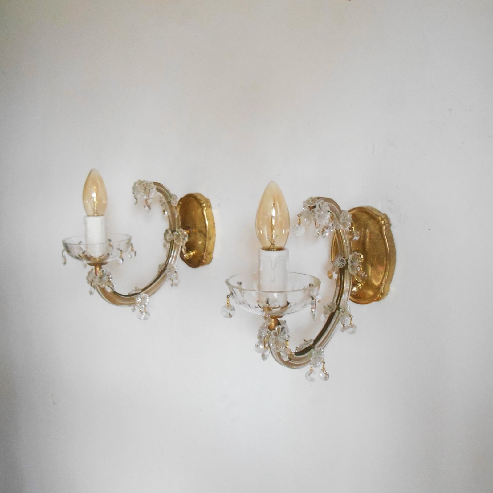 A Pair Of Marie Therese Crystal Glass Wall Sconces