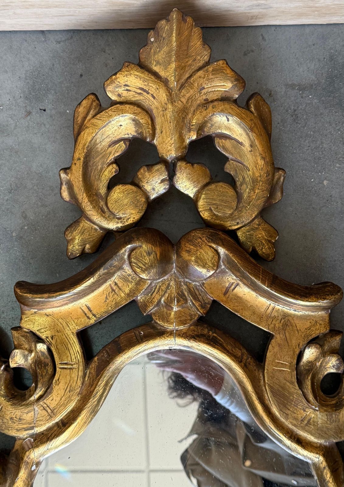 Spanish 20th Baroque Style Carved Walnut Ormolu Gilded Mirror photo for sale